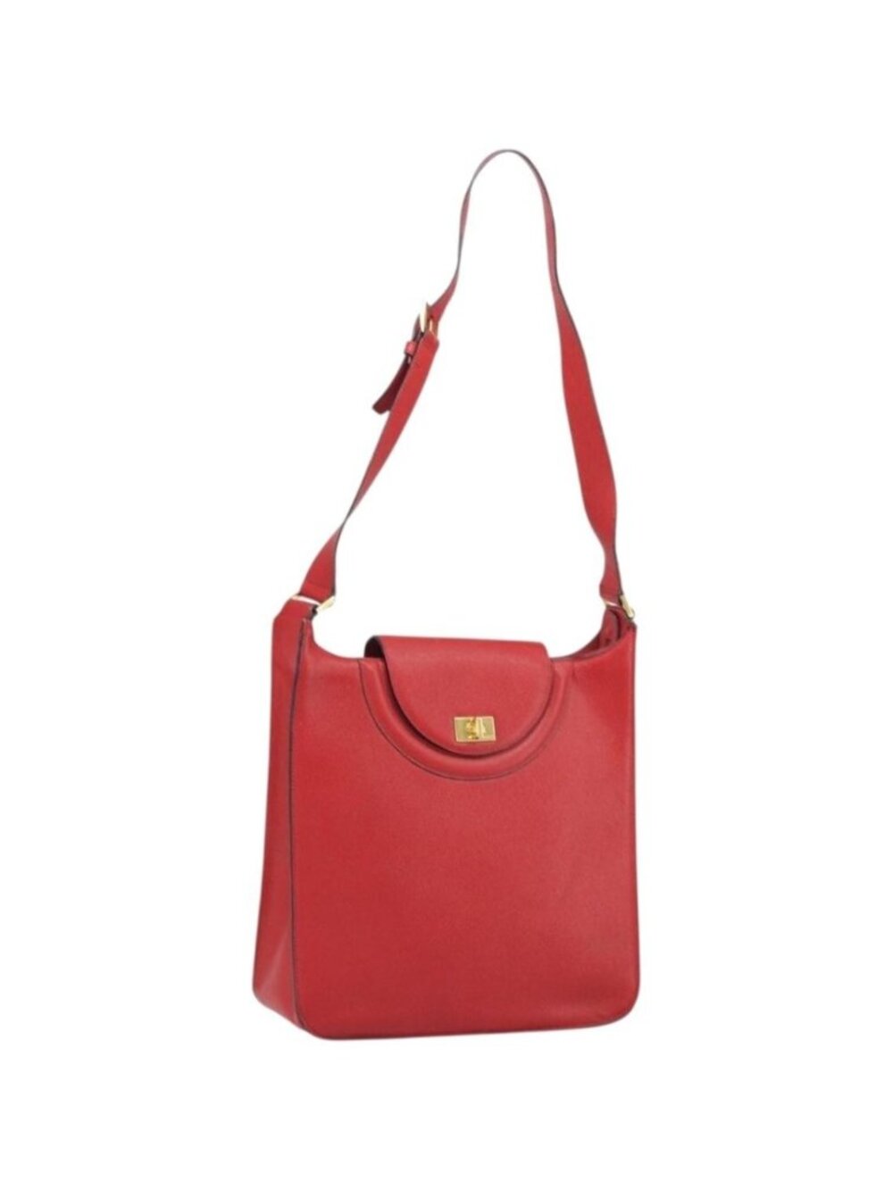 BALLY Shoulder Bag Leather Red Gold